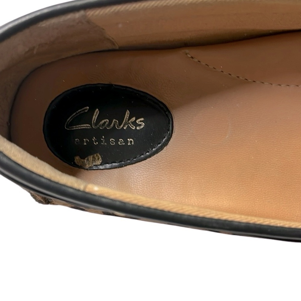 Clarks Brown and Black Calf Hair Leopard Loafers - Picture 6 of 6